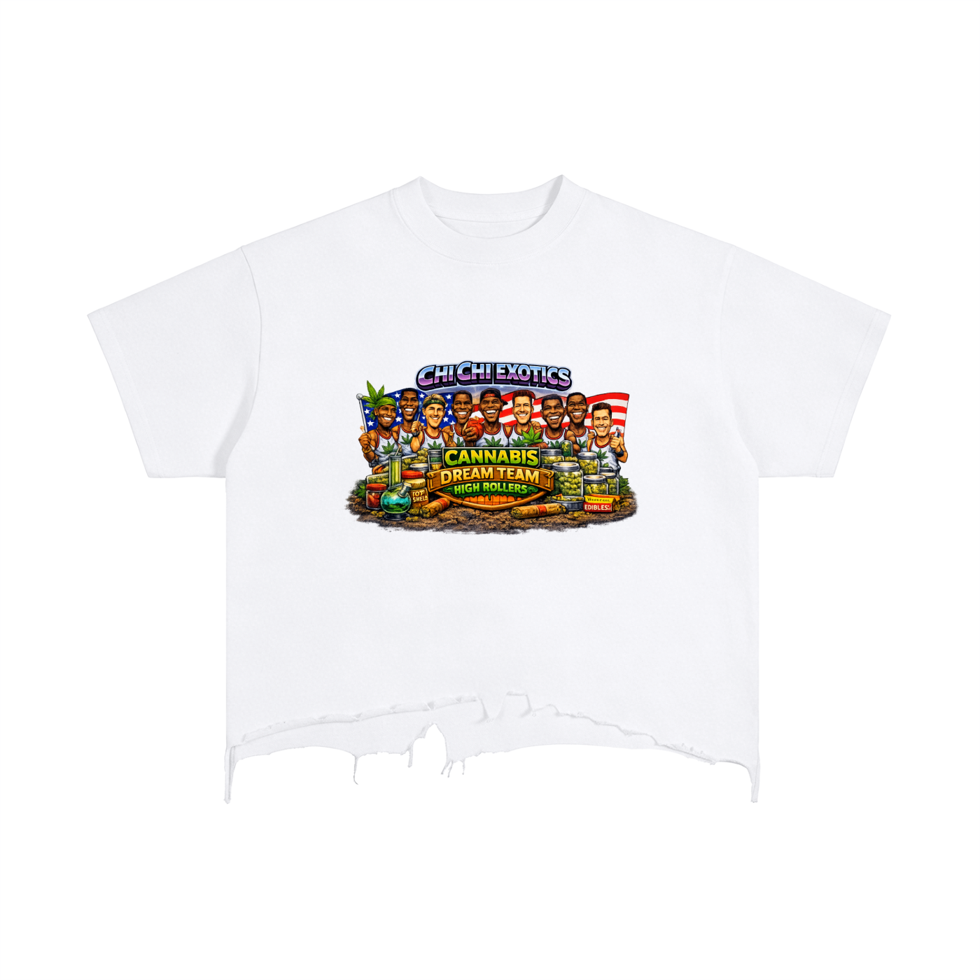DREAM TEAM Vintage Wash Boxy Distressed Hem T-Shirt